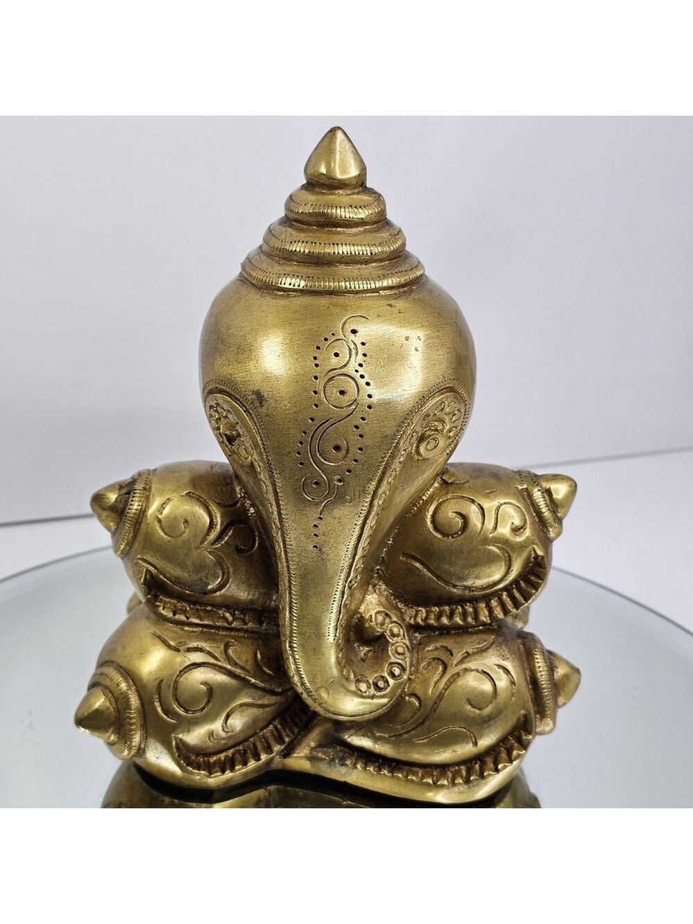 Brass Ganesha Statue Hindu Ganesh Elephant God Figurine Hand Etched 7" 2.5kg...